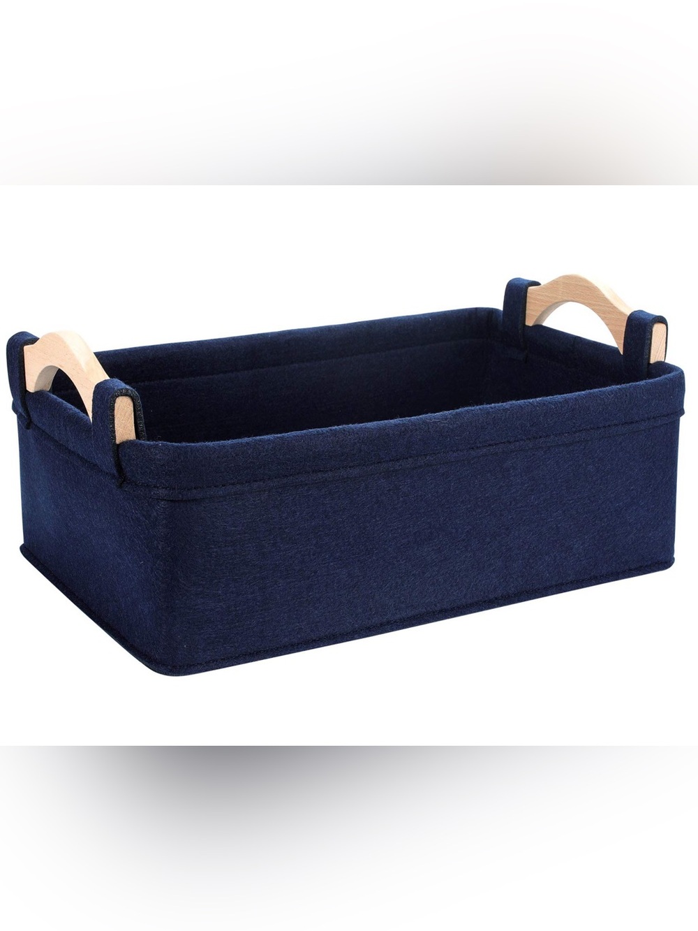 Navy Felt Storage Basket - Sturdy Handle Organizer